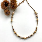 Beige, Ivory and Gold Gemstone Necklace - 22128N