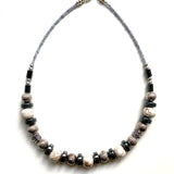 Grey, Silver and Beige Gemstone Necklace - 22133N