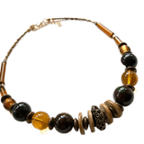 Amber Glass and Ceramic Necklace - 22122N